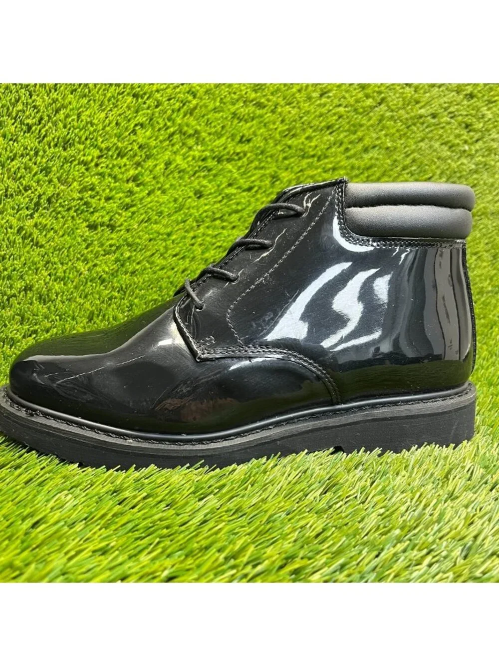 Rocky Dress Leather High Gloss Mens Size 10 Black Outdoor Lace Up Chukka Boots